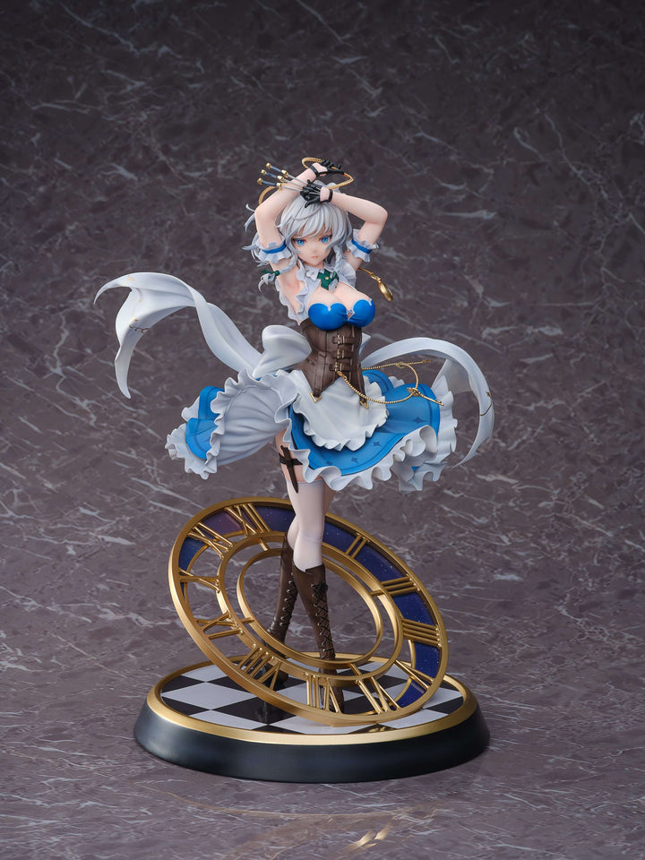 Sakuya Izayoi GK figure in blue and white corset dress, white stockings, boots