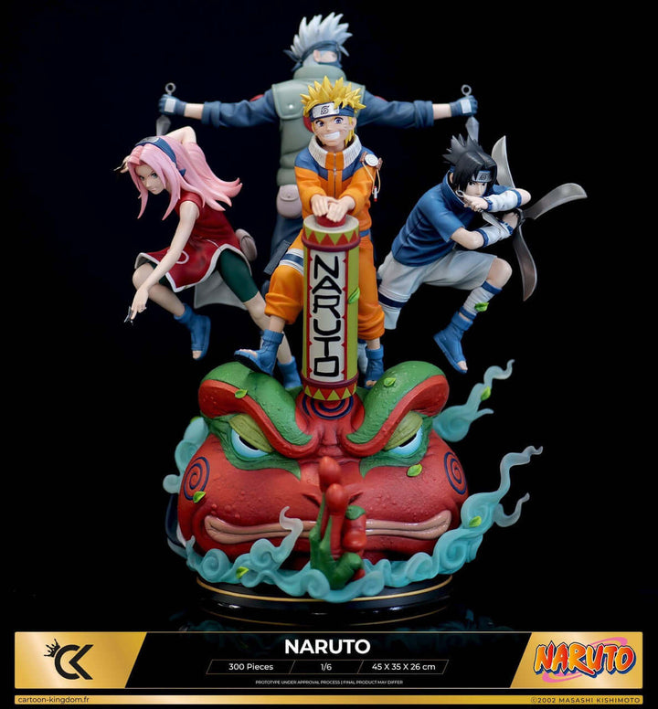 Naruto, Sasuke, Sakura, and Kakashi figures