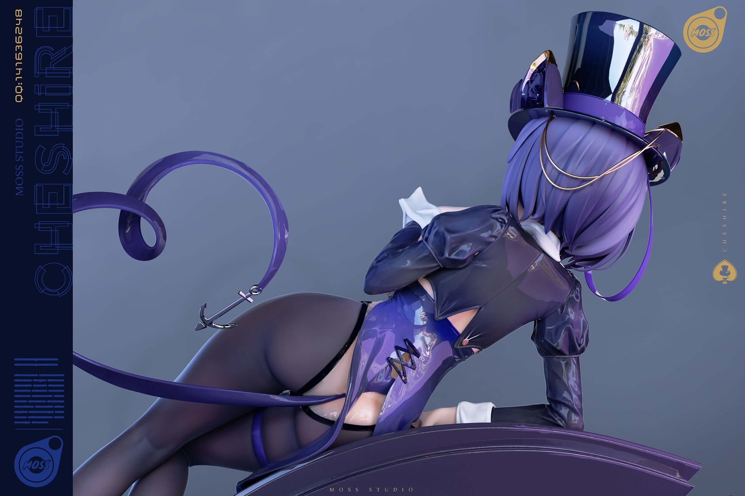 Azur Lane Cheshire from behind, gk figure, wearing magician outfit