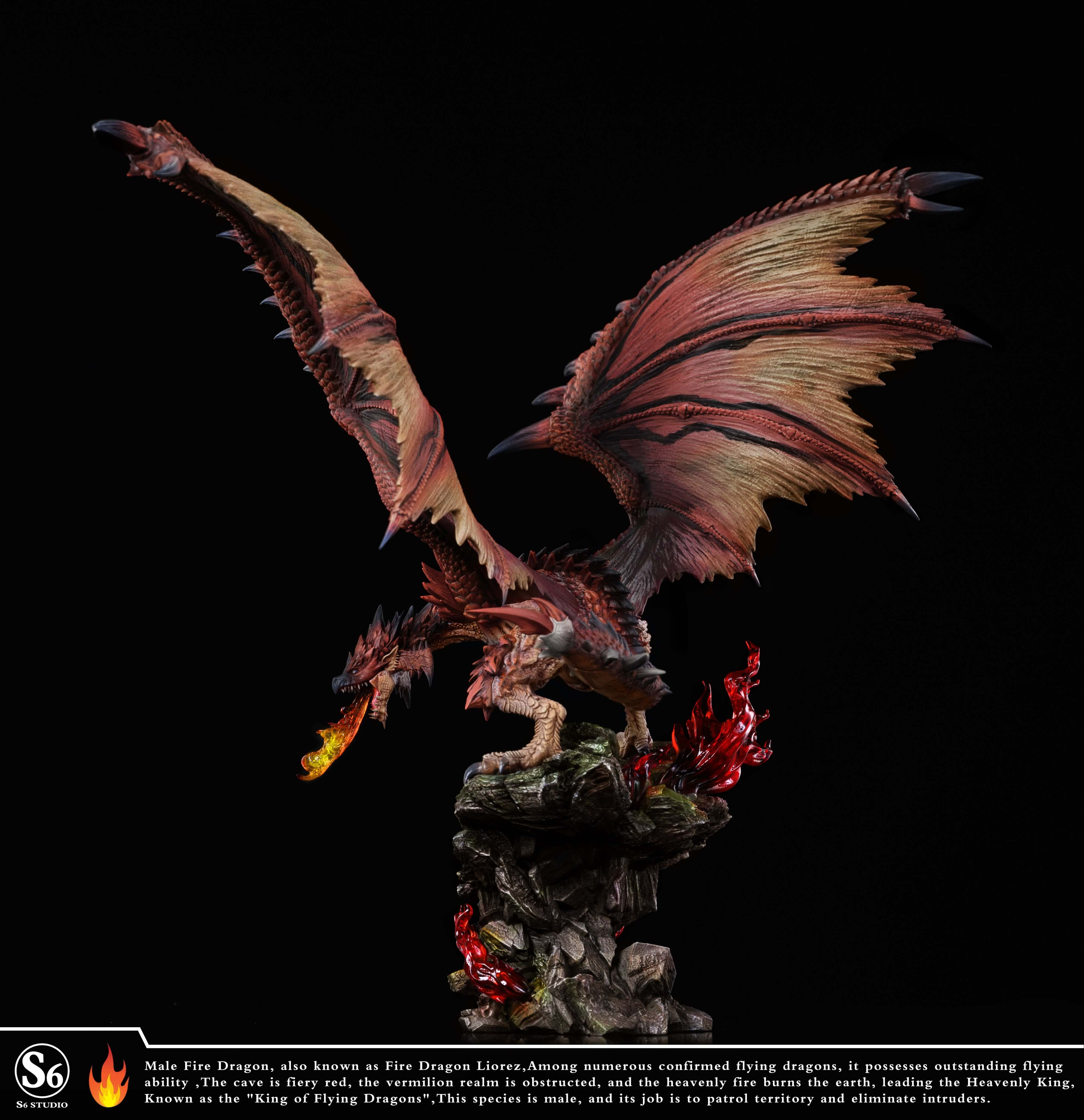 GK figure of Monster Hunter's Lioleus, in attacking pose, breathing fire