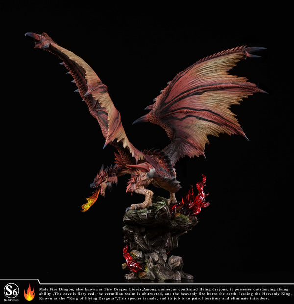 GK figure of Monster Hunter's Lioleus, in attacking pose, breathing fire