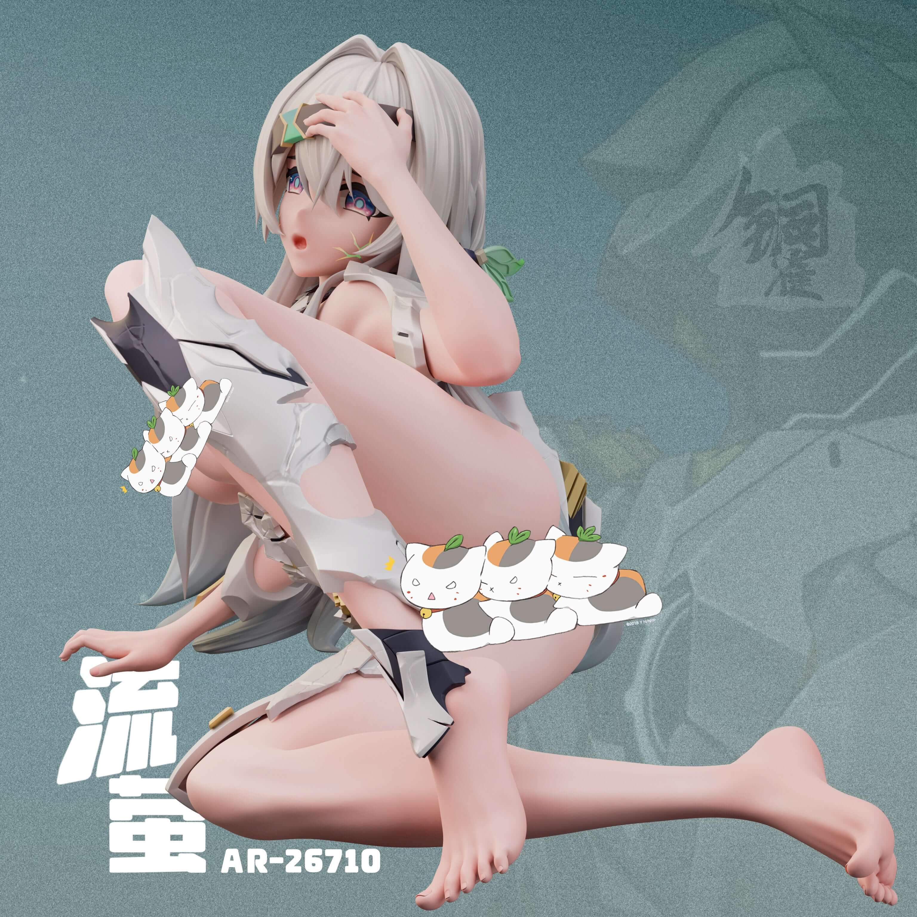 1/7 Firefly GK figure in defeated pose, left hand on forehead naked version